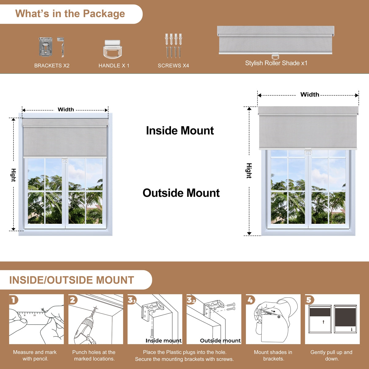 Berissa Privacy With Clear Outside View Sheer Fabric Spring Operated  Roller Blind