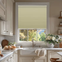Berissa Budget-Friendly Classic No Drill Easy-Install Cellular Shades in a modern kitchen window.