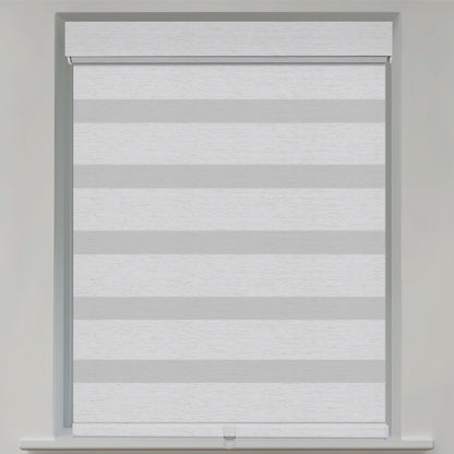 Berissa Day Night Zebra Duo Roller Blind showcasing minimalistic design with sheer and opaque striped fabric.