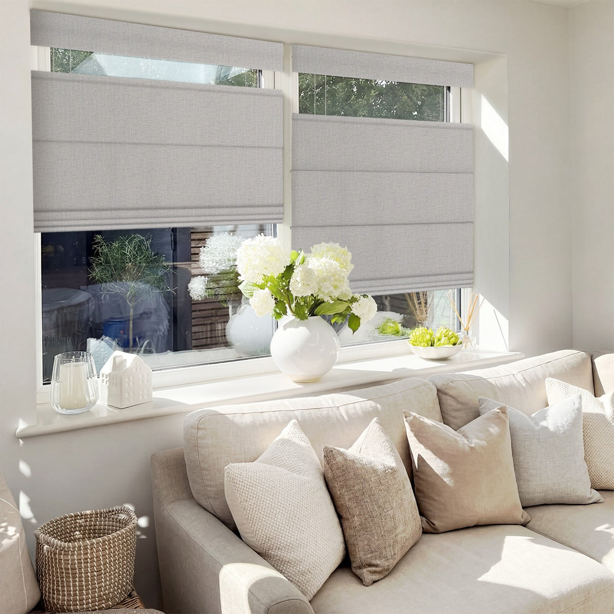 Berissa Custom Blackout Flat Fold Roman Top Down Bottom Up Shade Cordless