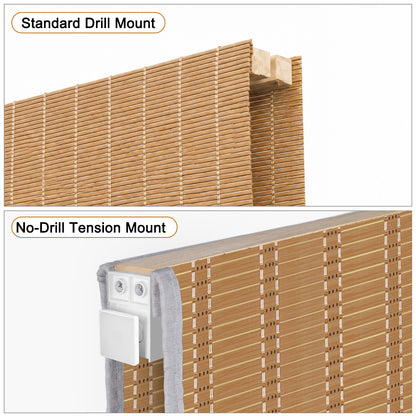 Berissa Motorized No-Drill Natural Bamboo Shades
