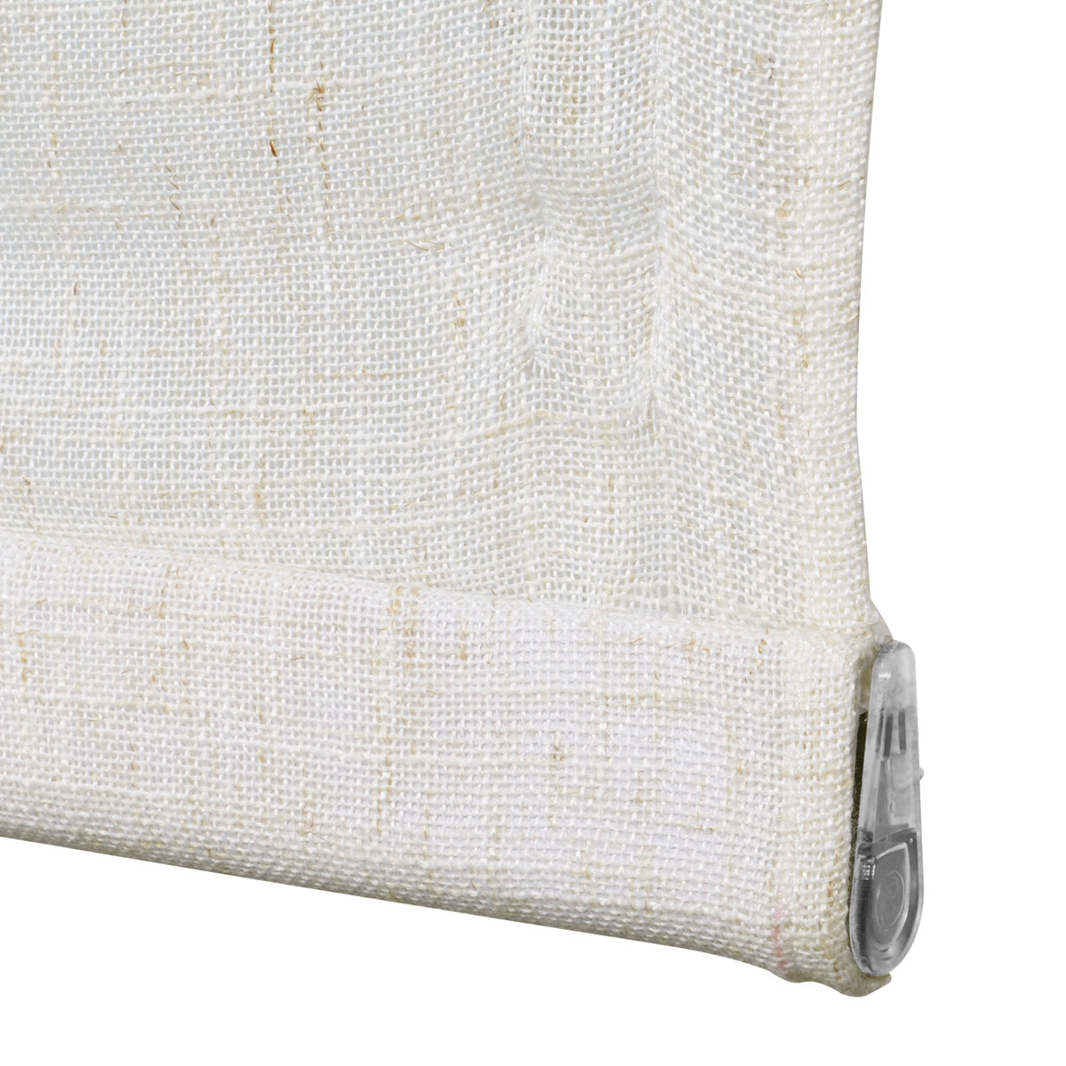 Berissa Soft Creamy Cotton Beige Textured Roman Shades: Bottom Rail View