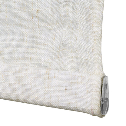 Berissa Soft Creamy Cotton Beige Textured Roman Shades: Bottom Rail View