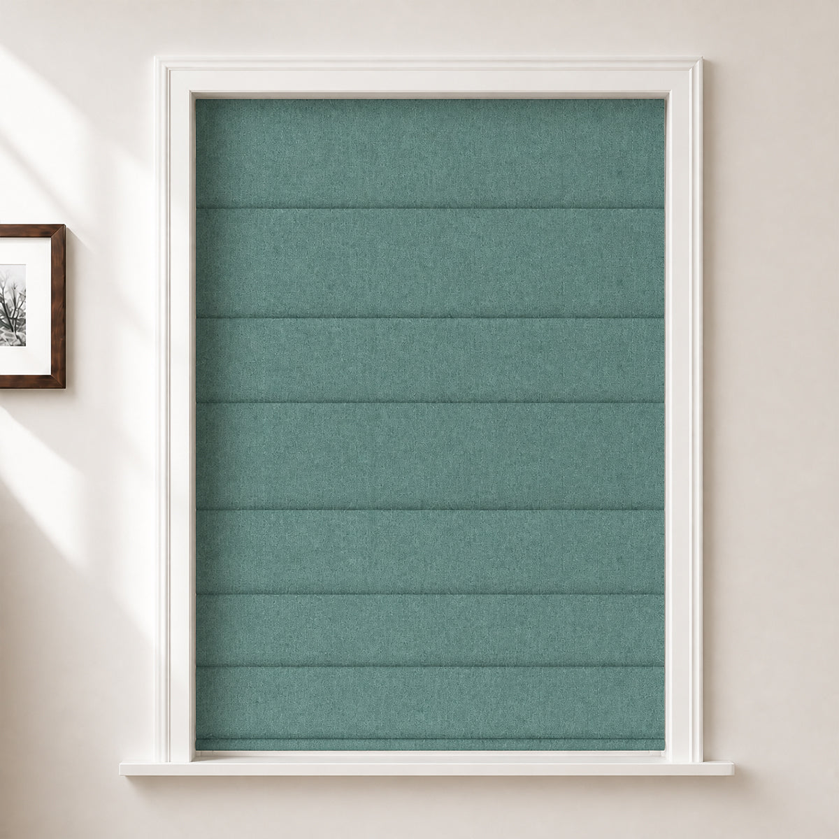 Berissa Vintage Blackout Green No Drill Double Shades Roman Shades