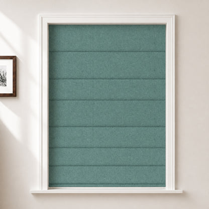 Berissa Vintage Blackout Green No Drill Double Shades Roman Shades