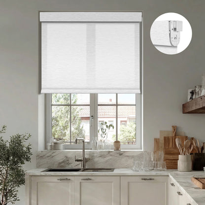 Berissa No Drill Light Filtering with Outside View Maze Jacquard Roller Blinds: Practical Application of Shades