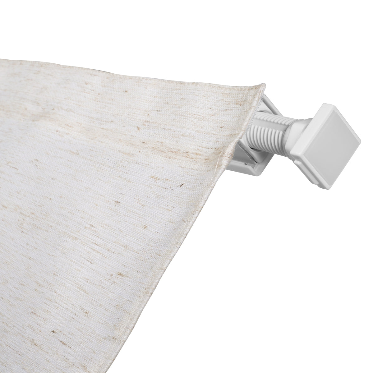 Berissa No Tool Oatmeal Linen Textured Roman Shades: Headrail View