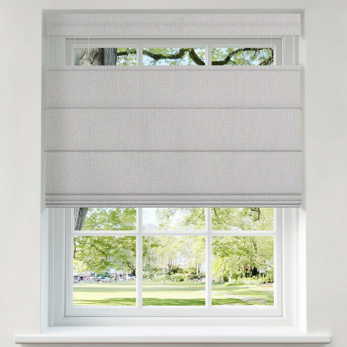 Berissa Custom Blackout Flat Fold Roman Top Down Bottom Up Shade Cordless