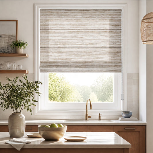 Berissa Corded Light Filtering Natural Woven Roman Shade
