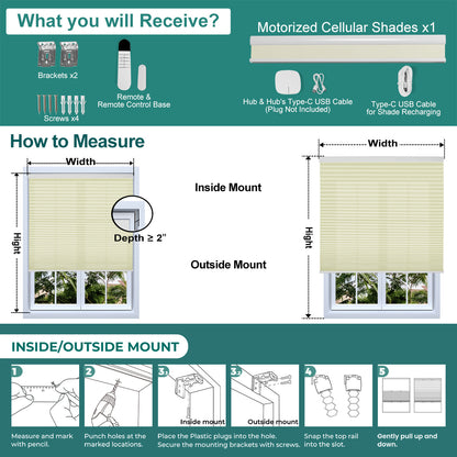 Berissa 1.5 Inch Motorized Blackout Honeycomb Cellular Shades
