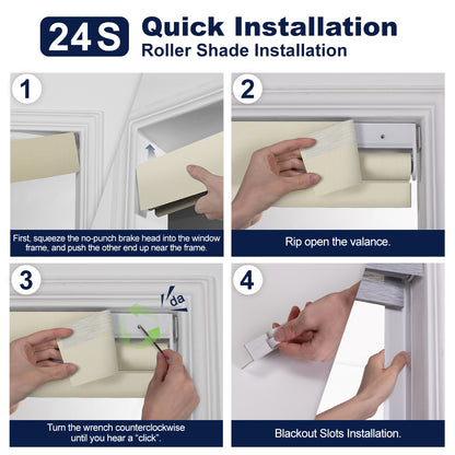 24S Quick Installation process for Berissa Integrated Valance Linen Texture Roller Shades step by step guide