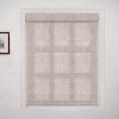 Berissa Custom No Drill Zebra Day Night Dual Roller Blind in warm tone fabric for style and light control.