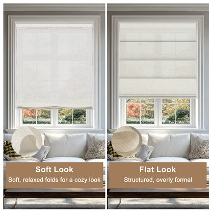 Berissa Soft Creamy Cotton Beige Textured Roman Shades:  Key Selling Points Showcase 1