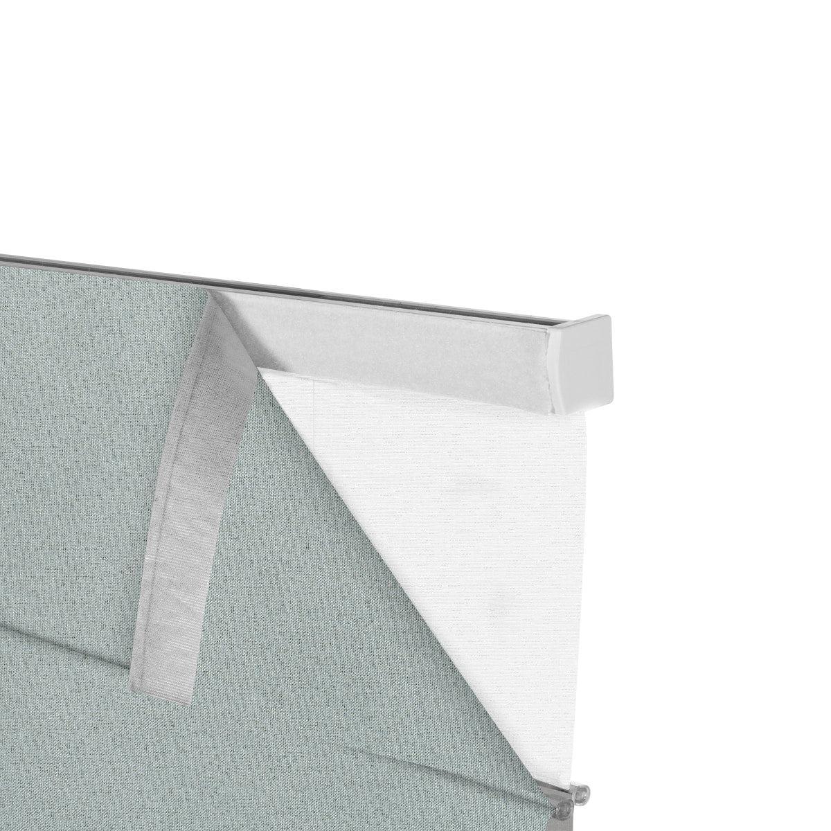 Beeissa Cordless Double Shades Blackout and Semi View White Day Night Roman Shades, close-up showing shade fabric details.