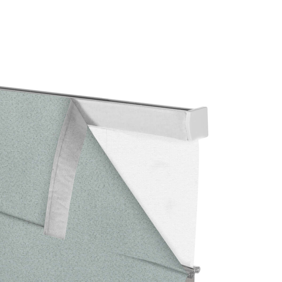 Beeissa Cordless Double Shades Blackout and Semi View White Day Night Roman Shades, close-up showing shade fabric details.