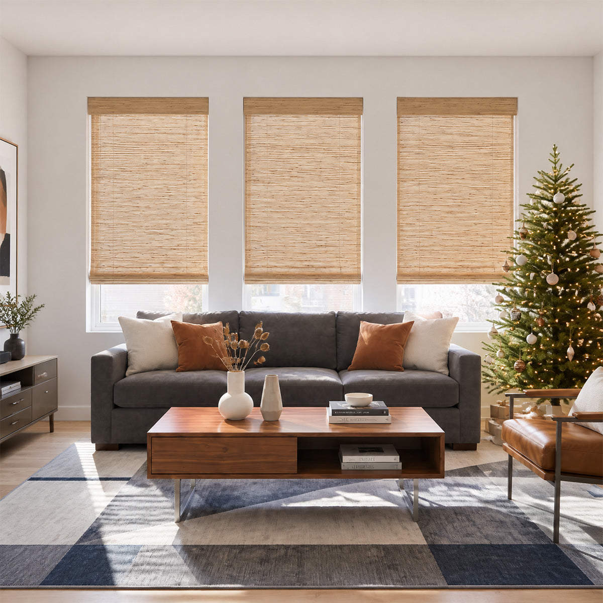 Berissa Elegant Privacy With Breathable Light Control Premium Grasscloth Window Shades