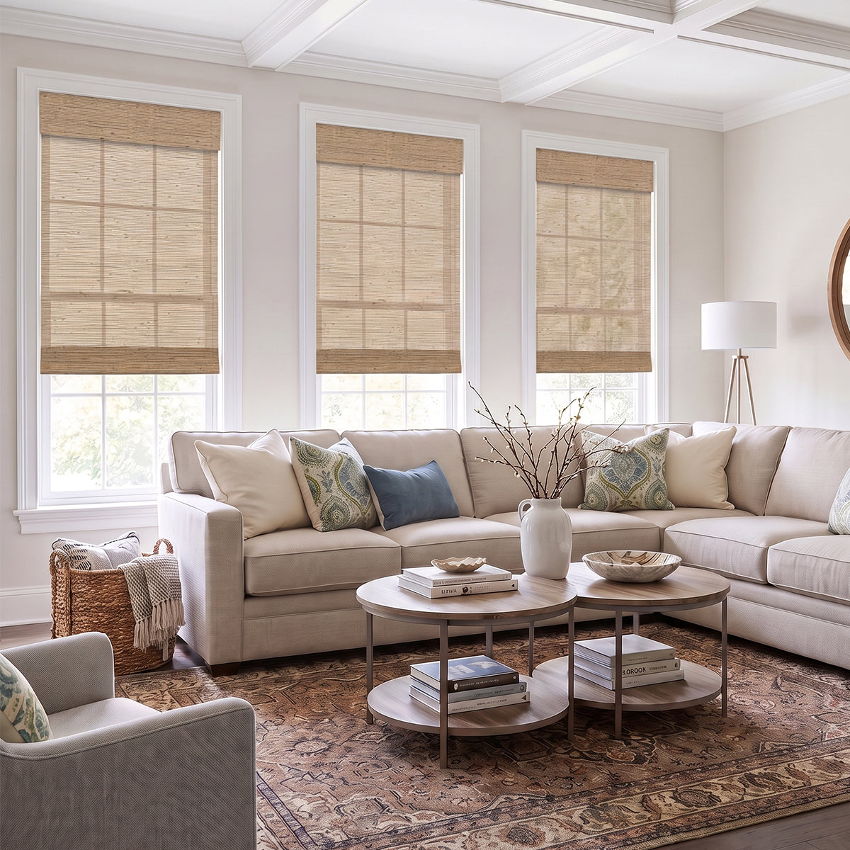Berissa Natural Soft Glow Woven Bamboo Roman Shade