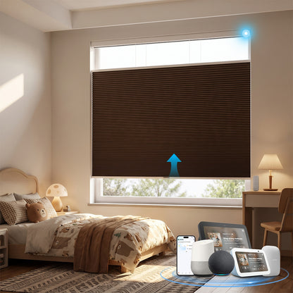 Berissa Motorized No-Drill Top-Down Bottom-Up Blackout Cellular Shade