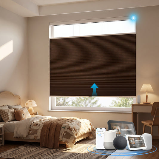 Berissa Motorized No-Drill Top-Down Bottom-Up Blackout Cellular Shade