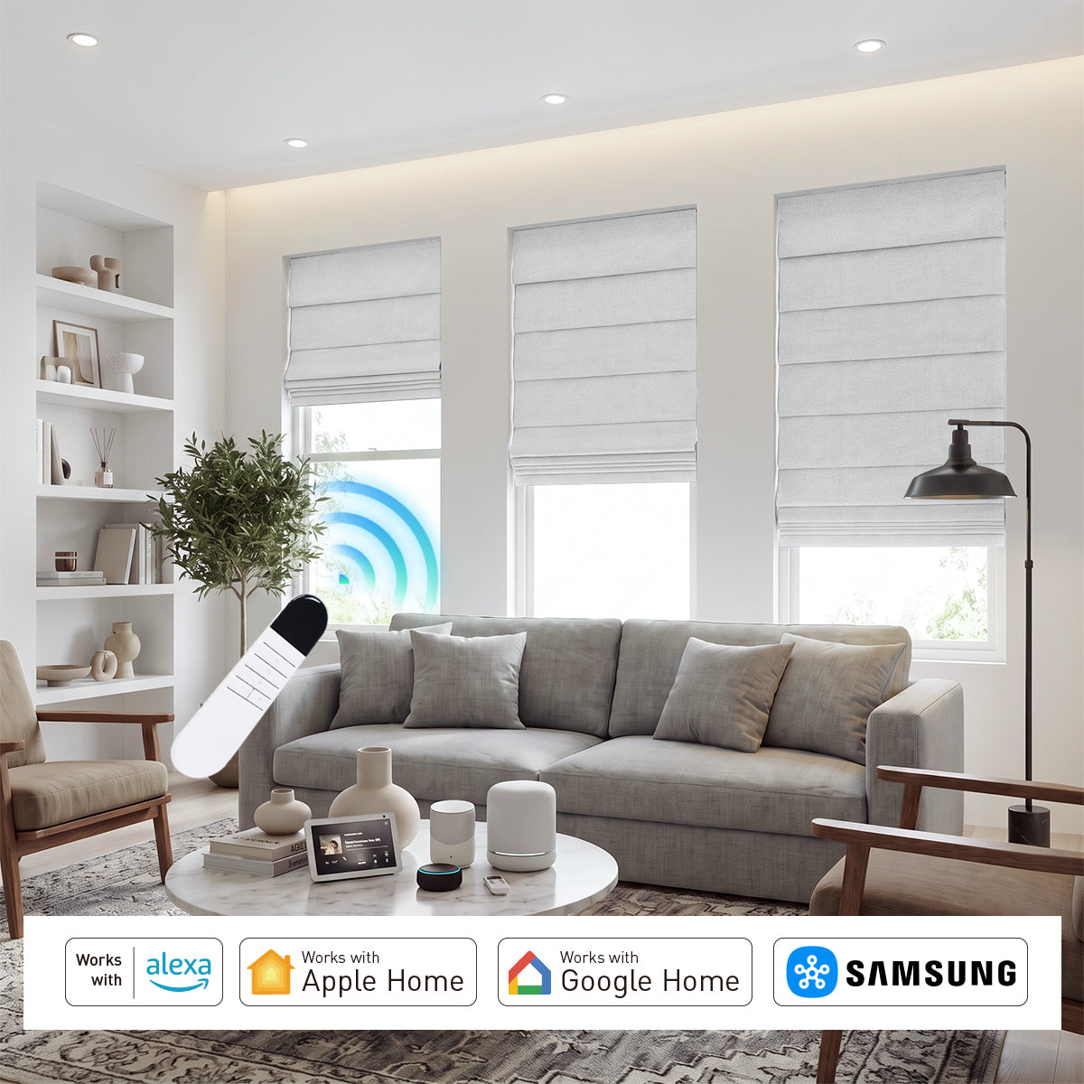 Berissa Custom Blackout Soft Fold Roman Shades Cordless