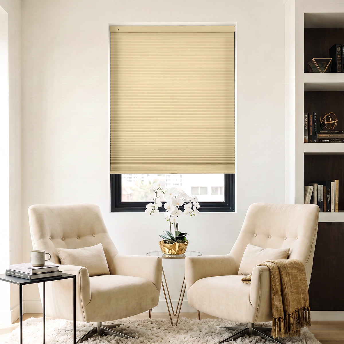 Berissa No Drill 1.5 Inch Fabric-wrapped Waterproof Cellular Blinds
