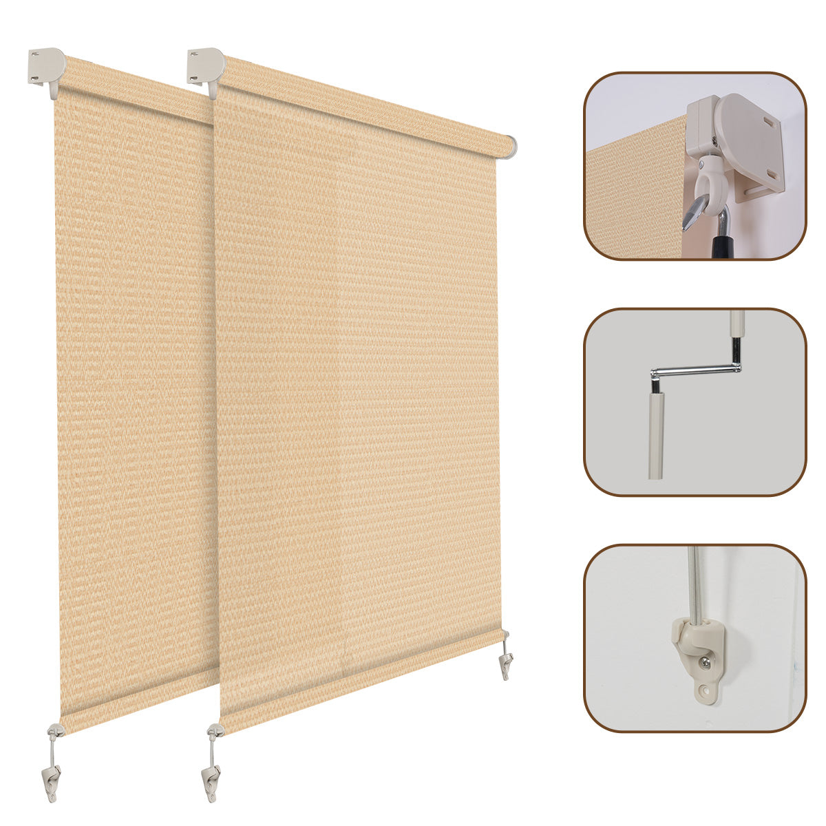 Berissa Custom Outdoor Cordless Patio Roller Shade