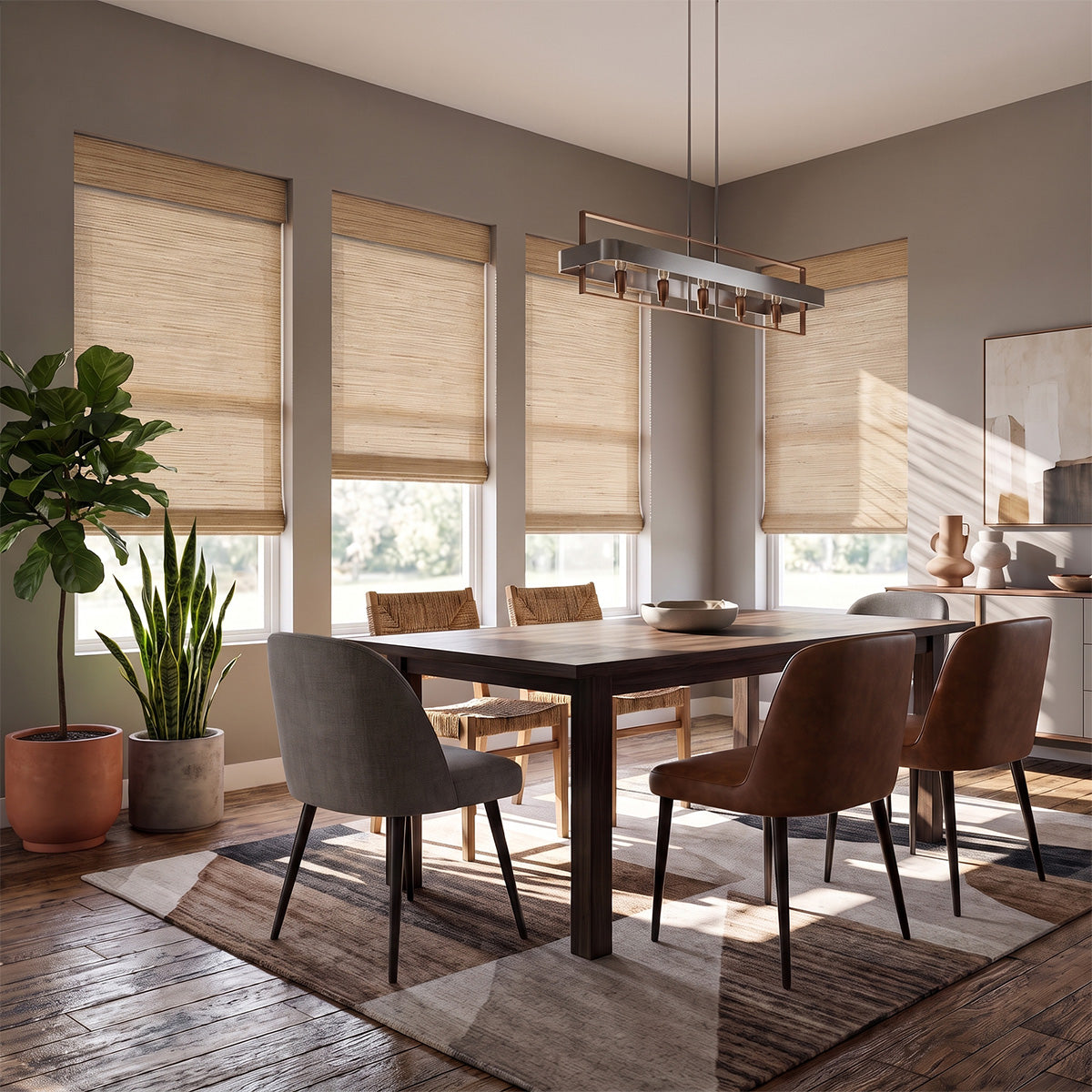 Berissa Elegant Privacy With Breathable Light Control Premium Grasscloth Window Shades