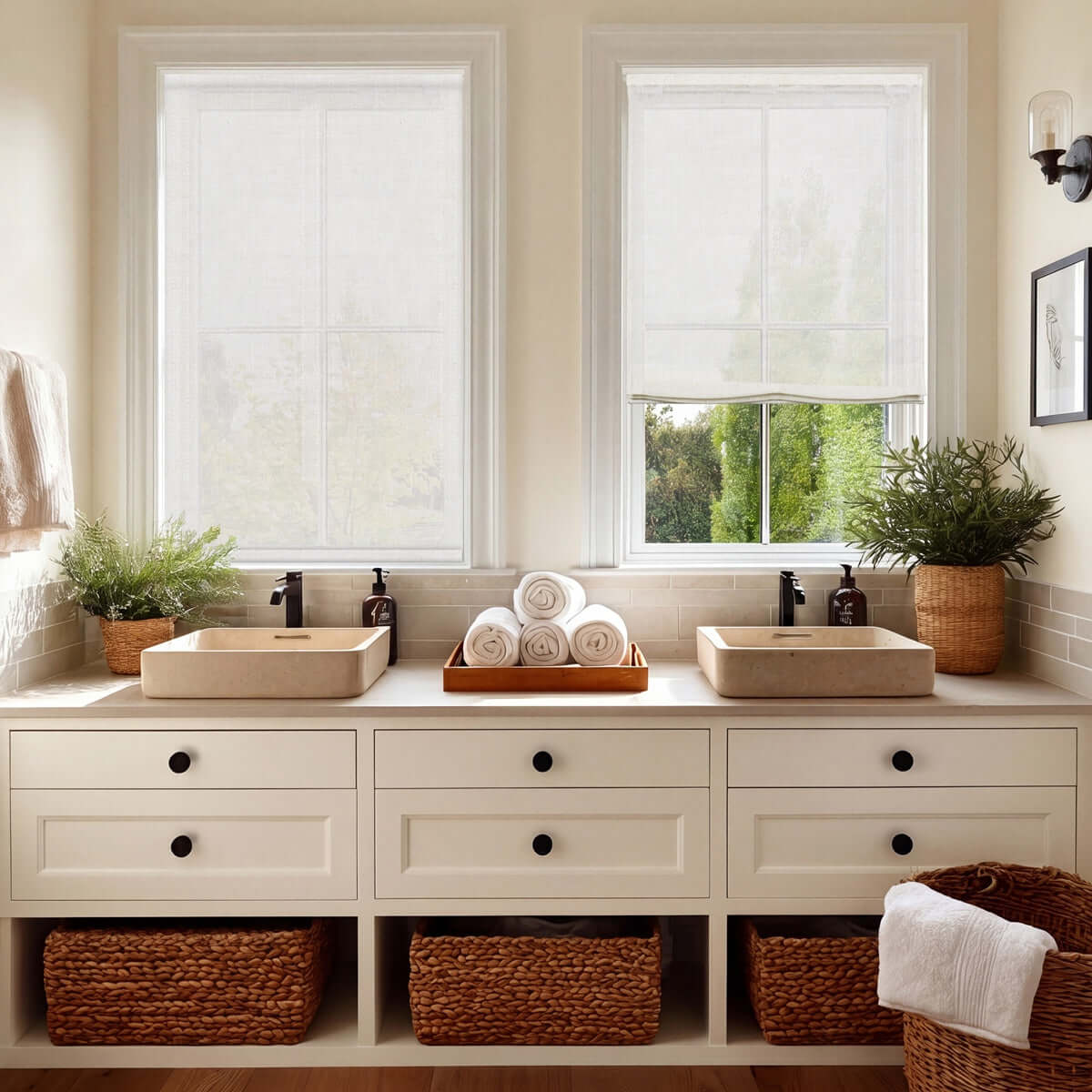 Berissa Soft Creamy Cotton Beige Textured Roman Shades: Practical Application of Shades