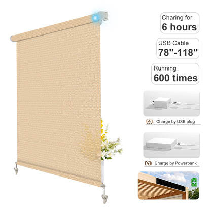 Berissa Custom Outdoor Cordless Patio Roller Shade