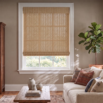 Berissa Motorized No-Drill Natural Bamboo Shades