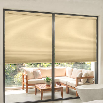 Berissa No Drill 1.5 Inch Fabric-wrapped Waterproof Cellular Blinds