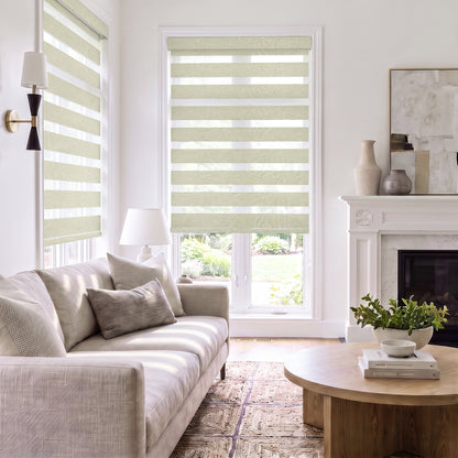 Berissa Custom No Drill Texture Day Night Blackout Zebra Blinds