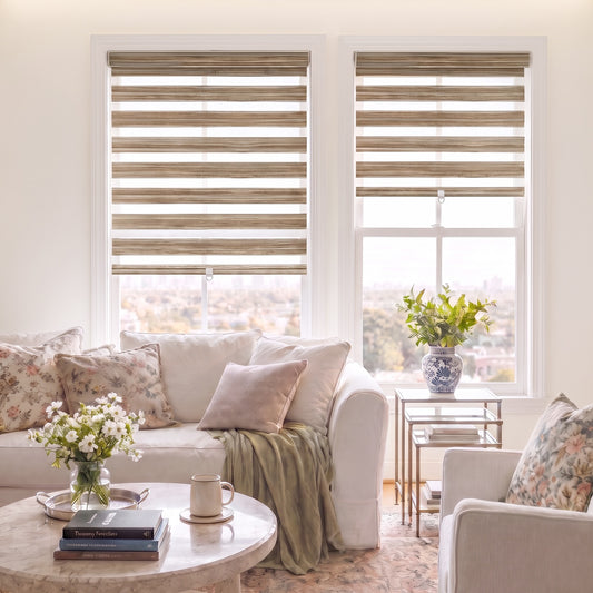 Berissa Custom Size Modern Day and Night Zebra Blinds