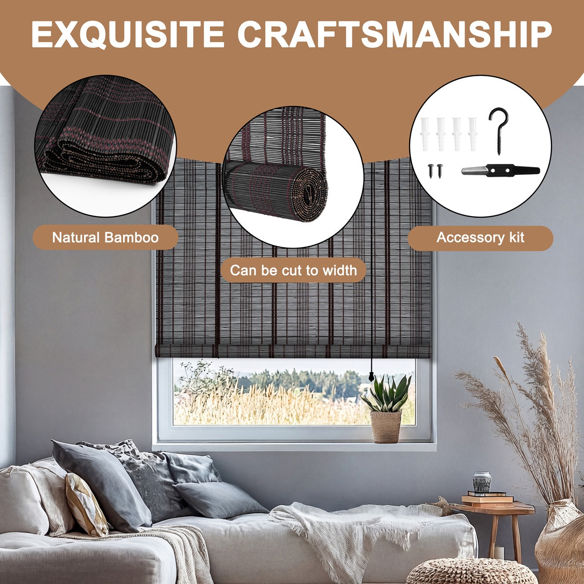 Berissa Custom Natural Outdoor Bamboo Roll Up Shades: Key Selling Points Showcase