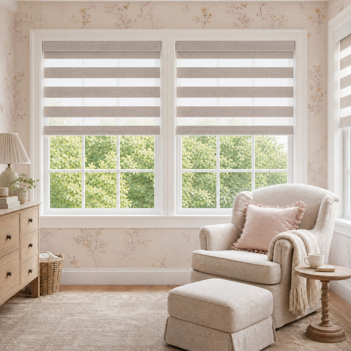 Berissa No Drill Removable Valance Dusty Rose Zebra Shades