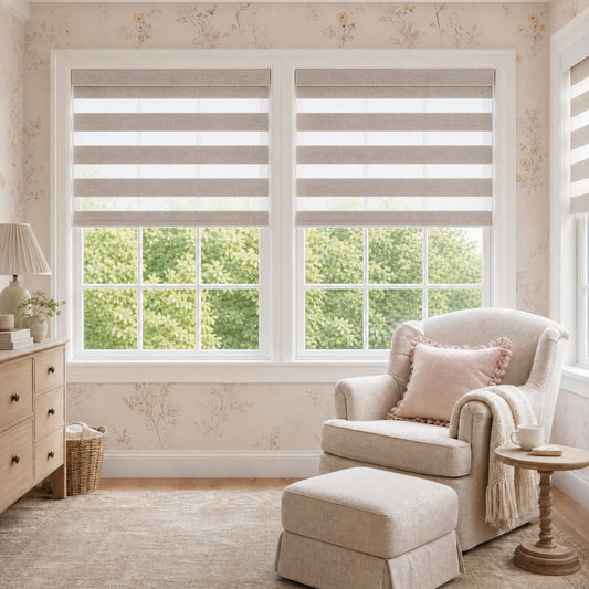Berissa No Drill Removable Valance Dusty Rose Zebra Shades