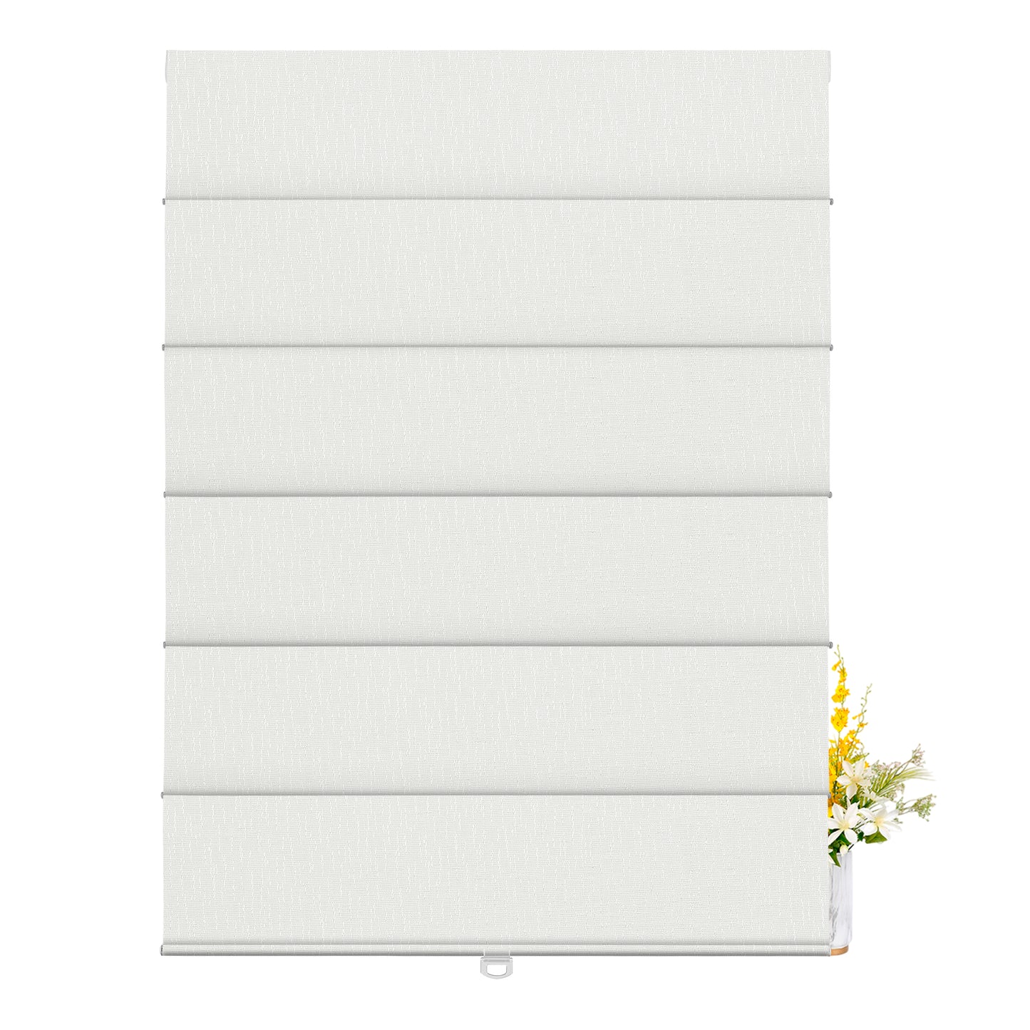 Berissa Natural Woven 70 Blackout Lien Fabric Roman Shades: FB01-White
