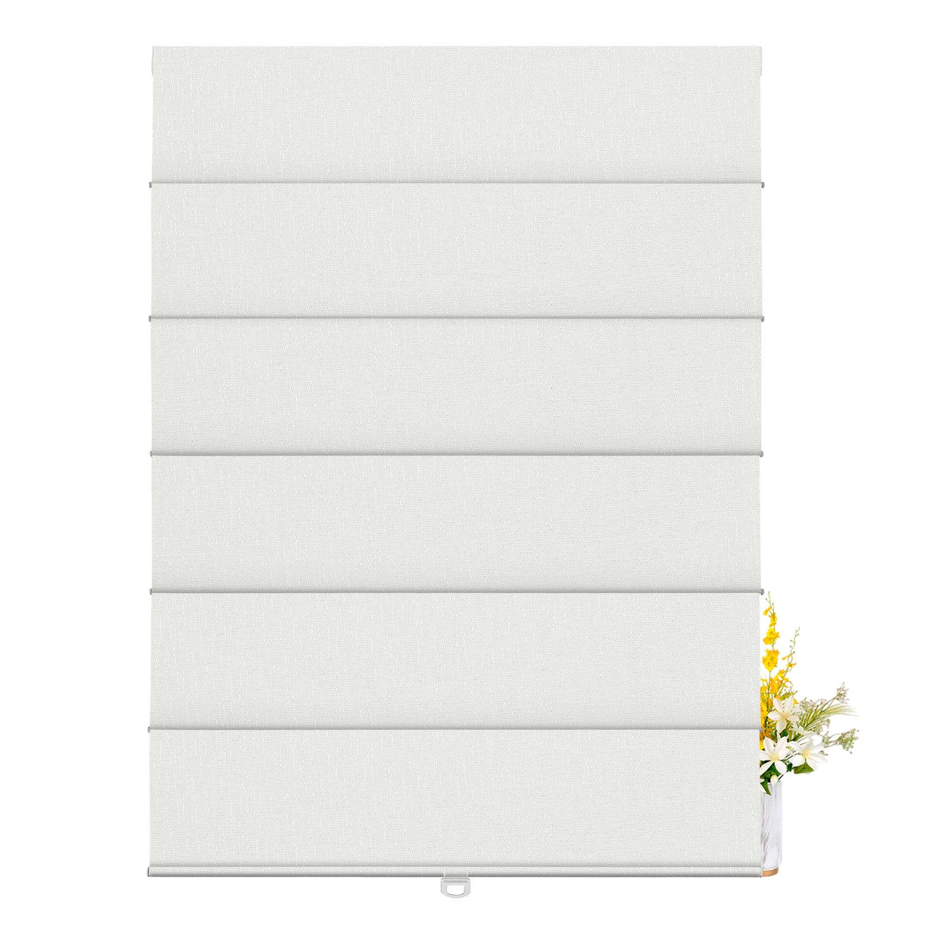 Berissa Natural Woven 70 Blackout Lien Fabric Roman Shades: FB01-White
