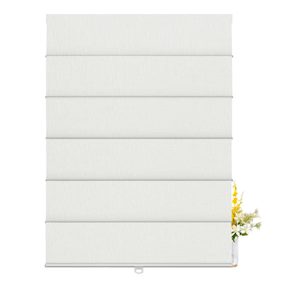 Berissa Natural Woven 70 Blackout Lien Fabric Roman Shades: FB01-White