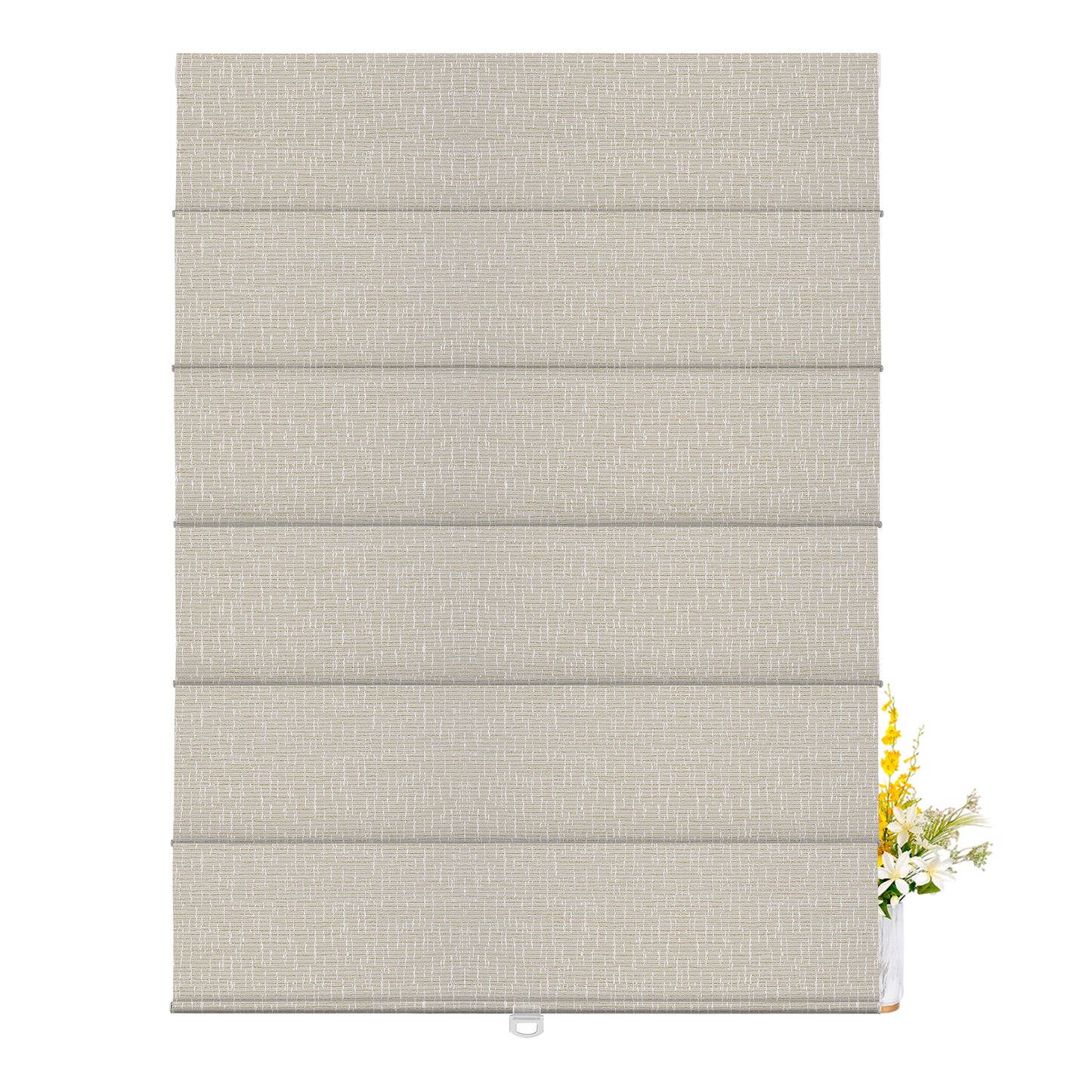 Berissa Natural Woven 70 Blackout Lien Fabric Roman Shades: FB06-Beige