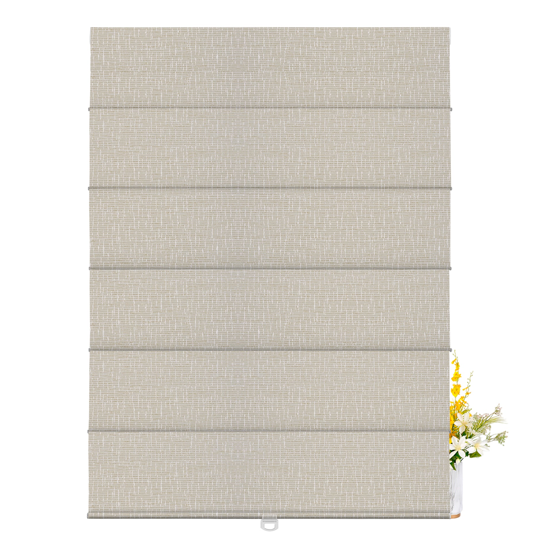 Berissa Natural Woven 70 Blackout Lien Fabric Roman Shades: FB06-Beige