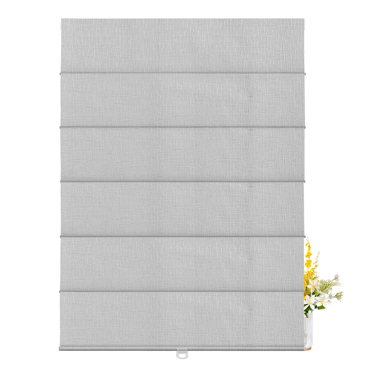 Berissa Natural Woven 70 Blackout Lien Fabric Roman Shades: FB09-Gray