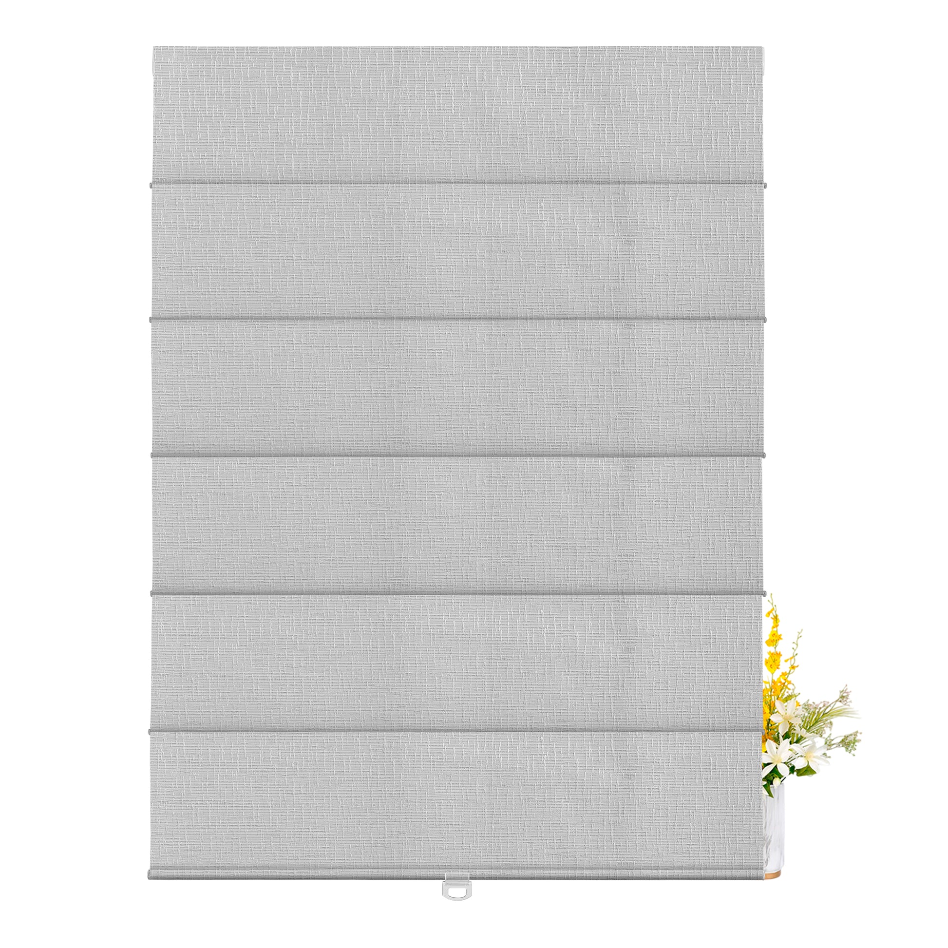 Berissa Natural Woven 70 Blackout Lien Fabric Roman Shades: FB09-Gray