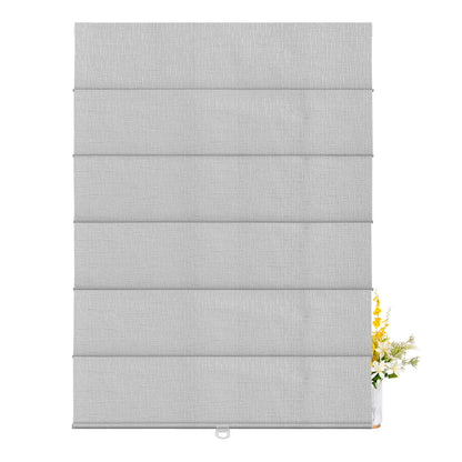 Berissa Natural Woven 70 Blackout Lien Fabric Roman Shades: FB09-Gray
