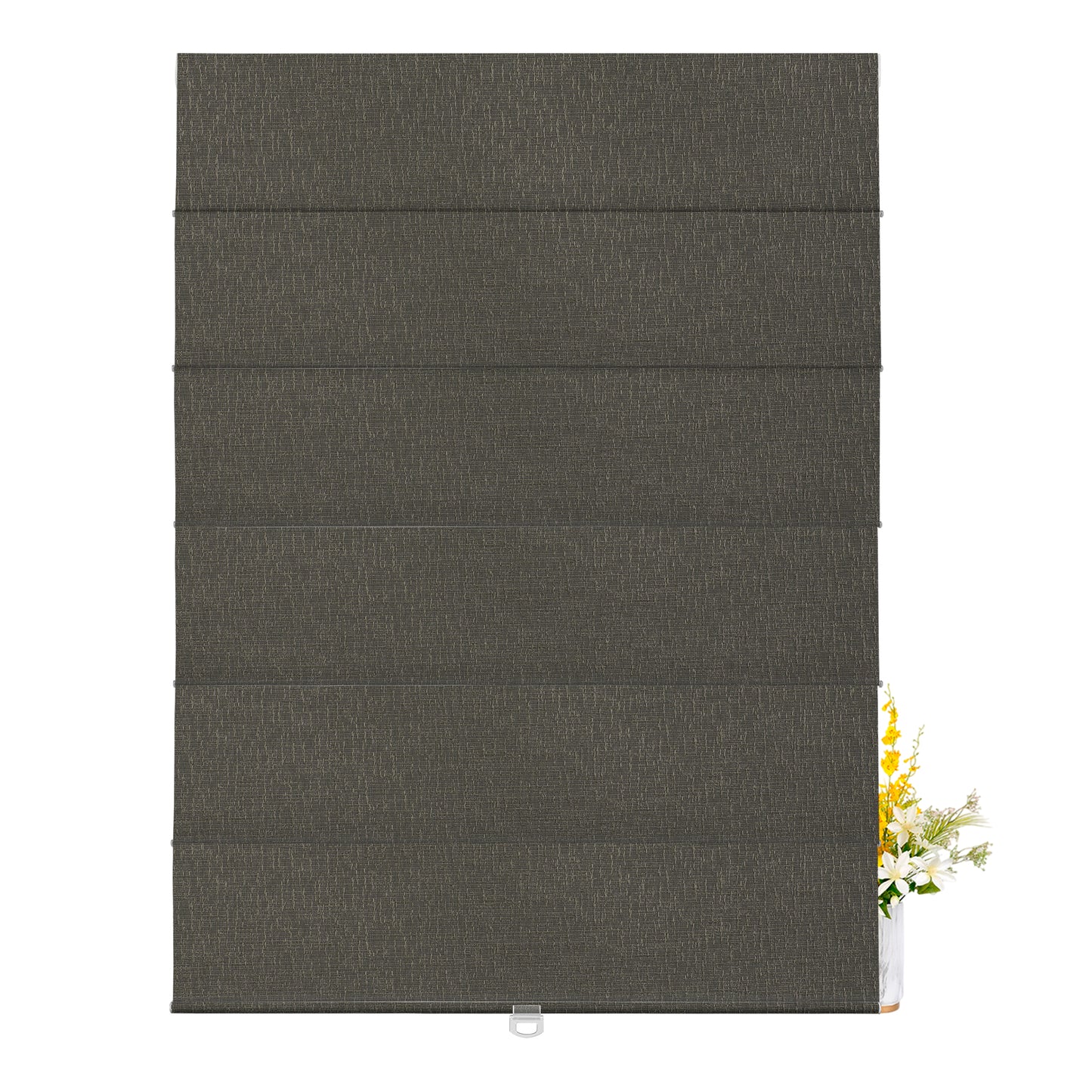 Berissa Natural Woven 70 Blackout Lien Fabric Roman Shades: FB10-Black