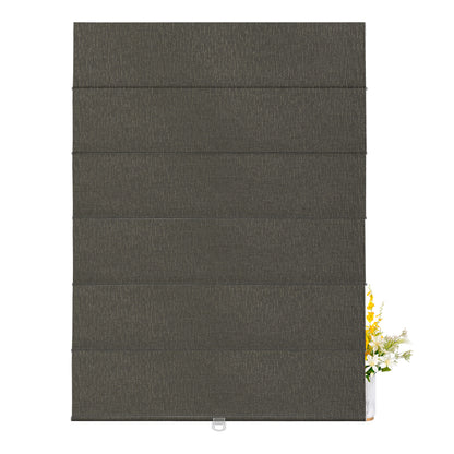 Berissa Natural Woven 70 Blackout Lien Fabric Roman Shades: FB10-Black