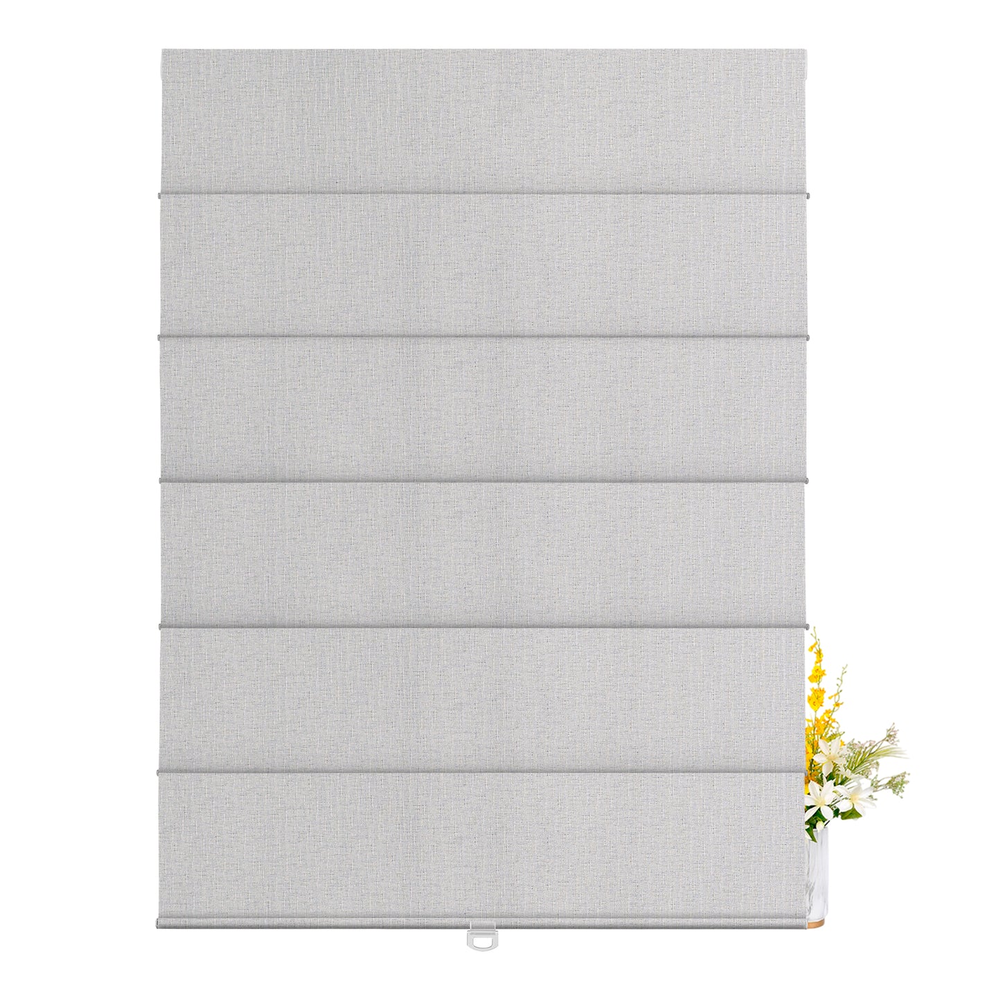 Berissa Natural Woven 70 Blackout Lien Fabric Roman Shades: FB19-Grayish White