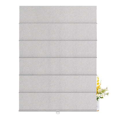 Berissa Natural Woven 70 Blackout Lien Fabric Roman Shades: FB19-Grayish White