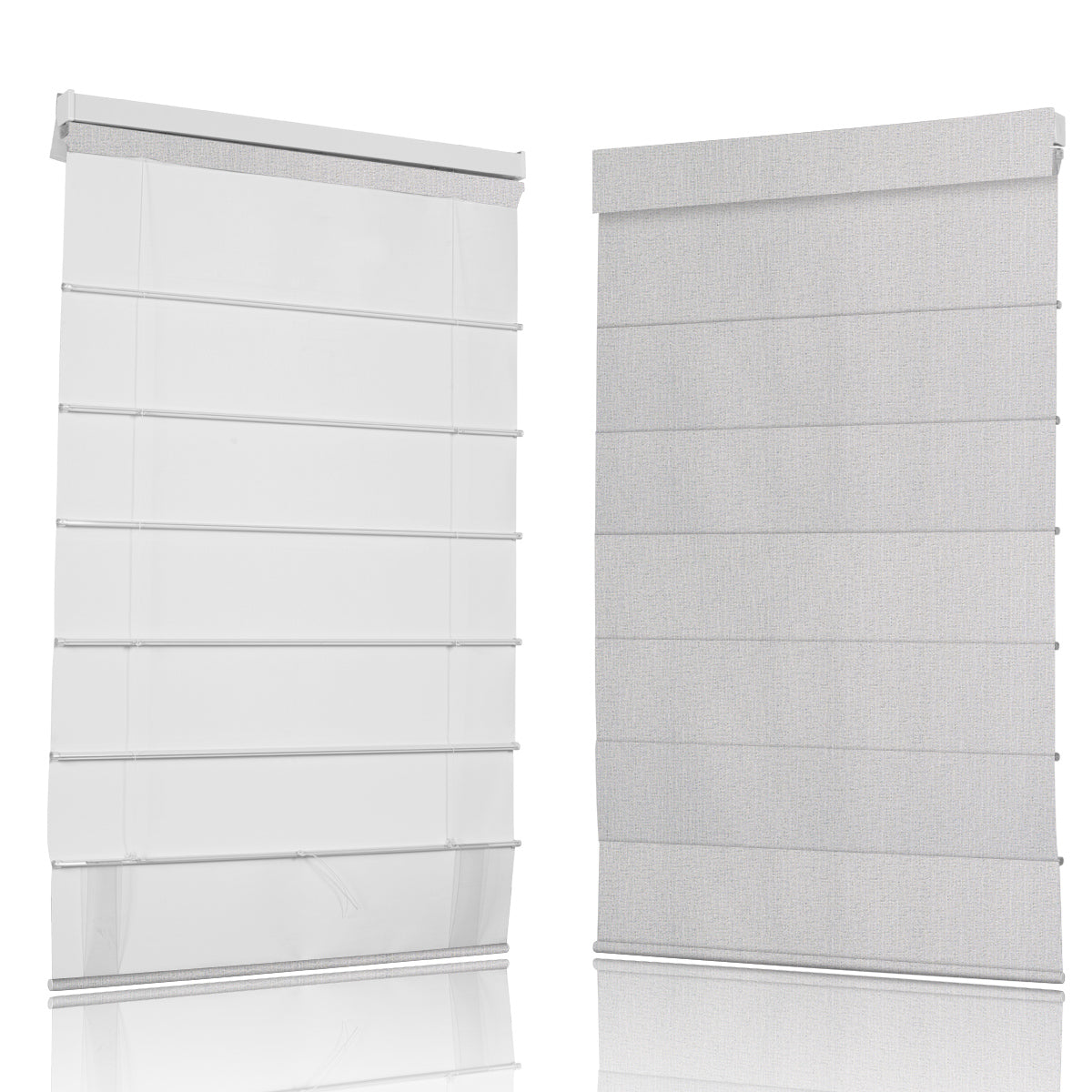 Berissa Ivory Lines Blackout Top Down Bottom Up Roman Shades