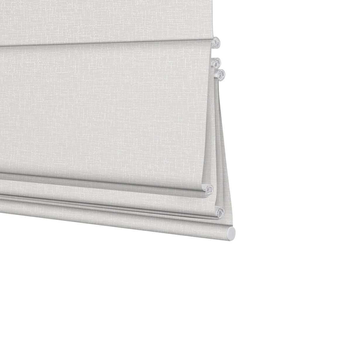 Berissa Timeless Light Filtering Checkered No Drill Roman Shades in light gray fabric.